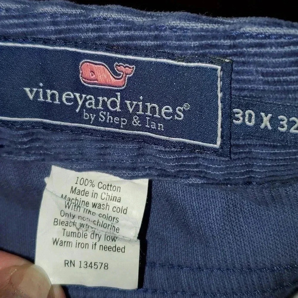 Vineyard Vines Corduroy Jeans Men's 30 x 32 Regular Fit Straight Blue Pants - Picture 12 of 12